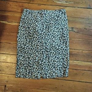 J Crew Leopard print pencil skirt size 8